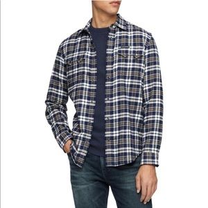 Calvin Klein Jeans Mens Casual Shirt Plaid Shirt
